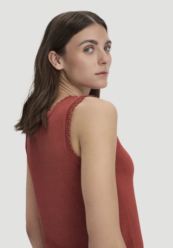 Regular knit top made of linen with organic cotton and LENZING™ ECOVERO - 3