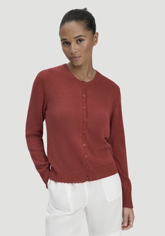 Regular knit jacket made of linen with cotton and viscose