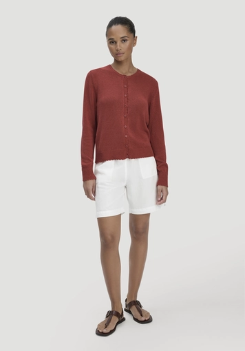 Regular knit jacket made of linen with cotton and viscose - 1