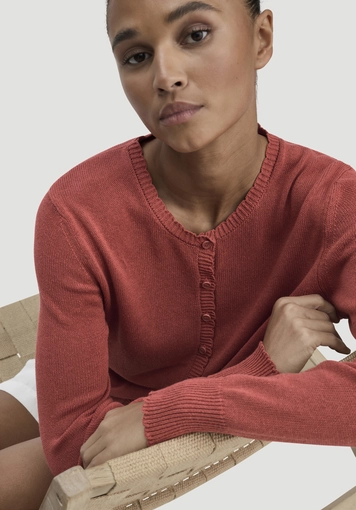 Regular knit jacket made of linen with cotton and viscose - 3