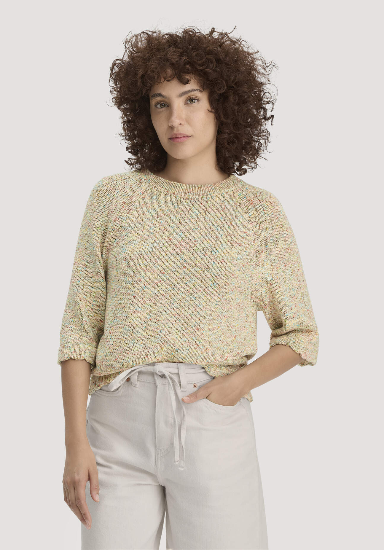 hessnatur Damen Strick Pullover Relaxed aus Bio-Baumwolle - beige GrösseL