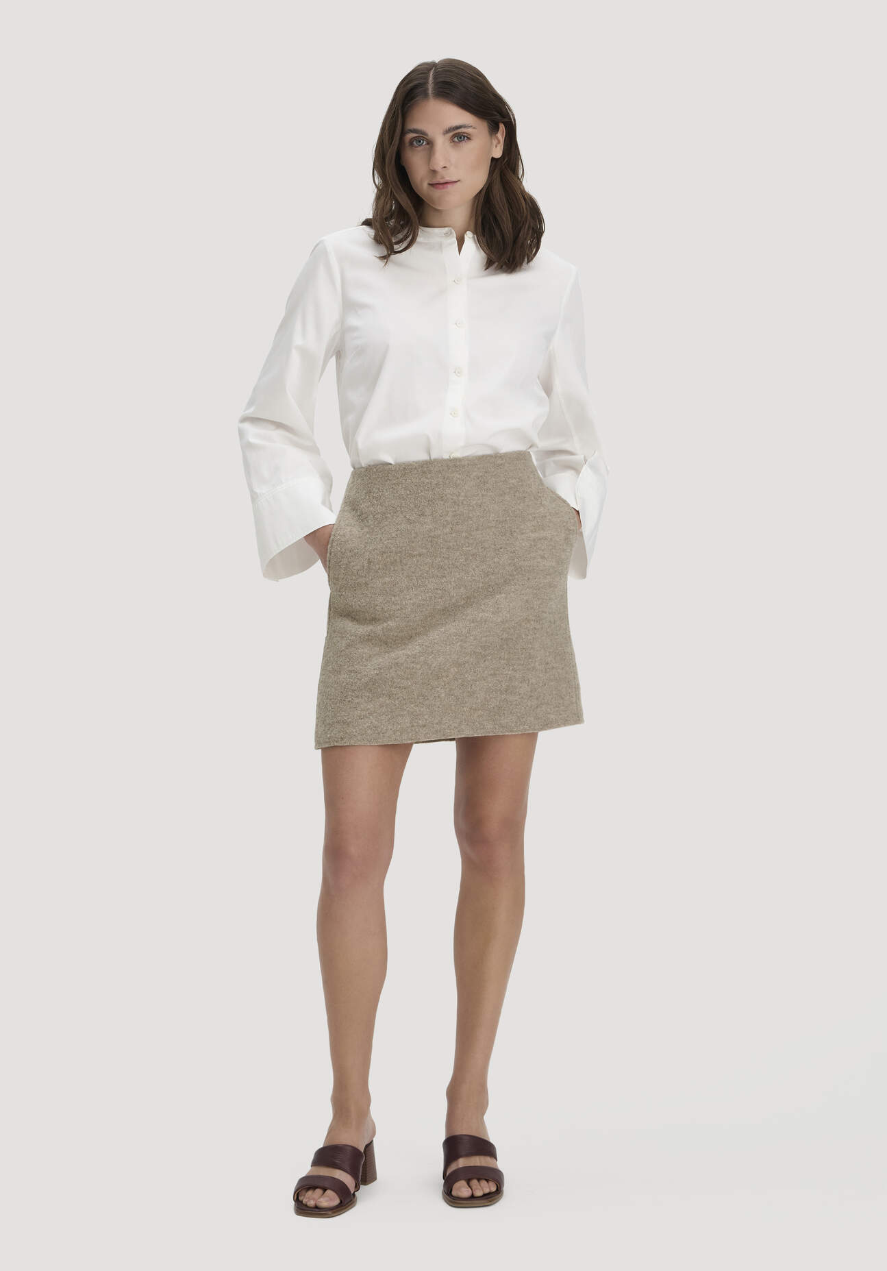 hessnatur Damen Walk Rock Mini aus Bio-Merinowolle - grau Größe 36