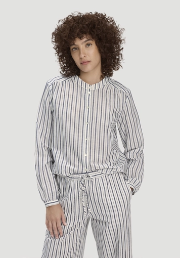 Striped blouse, relaxed style, made from organic cotton with linen - 0