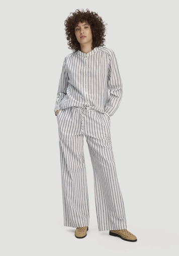 Striped blouse, relaxed style, made from organic cotton with linen - 1