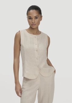 Regular vest made of pure linen
