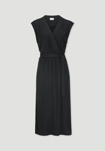 Kleid mit Wickeloptik Midi aus LENZING™ ECOVERO™ - 4