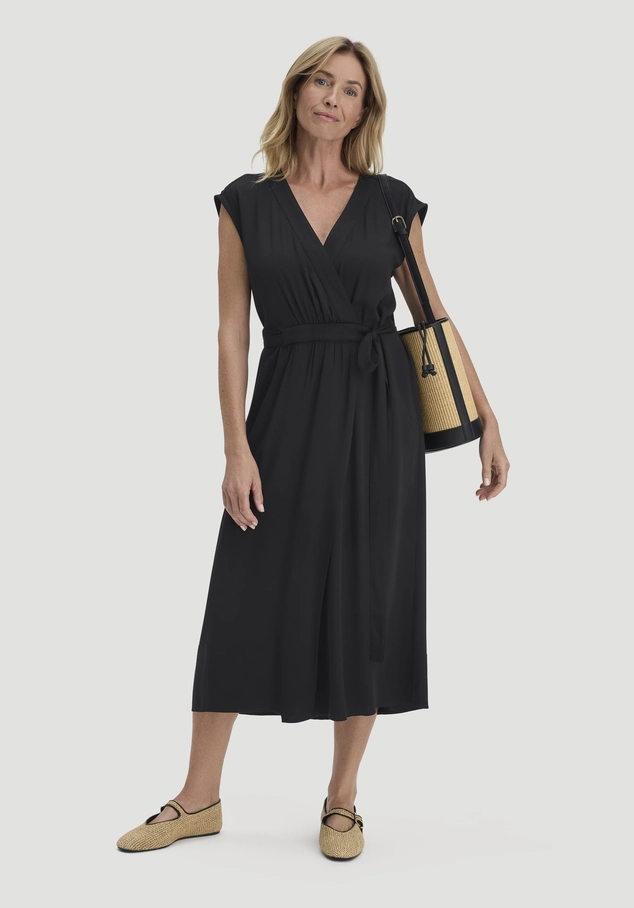 Kleid mit Wickeloptik Midi aus LENZING™ ECOVERO™