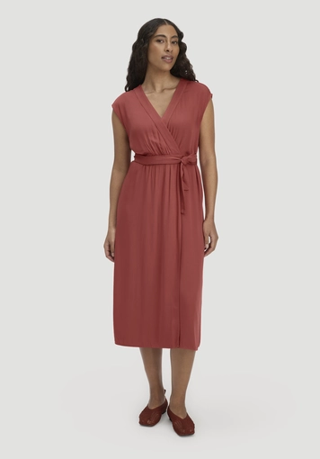 Kleid mit Wickeloptik Midi aus LENZING™ ECOVERO™ - 0