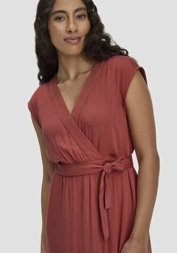 Kleid mit Wickeloptik Midi aus LENZING™ ECOVERO™ - 2