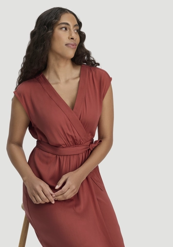 Kleid mit Wickeloptik Midi aus LENZING™ ECOVERO™ - 3