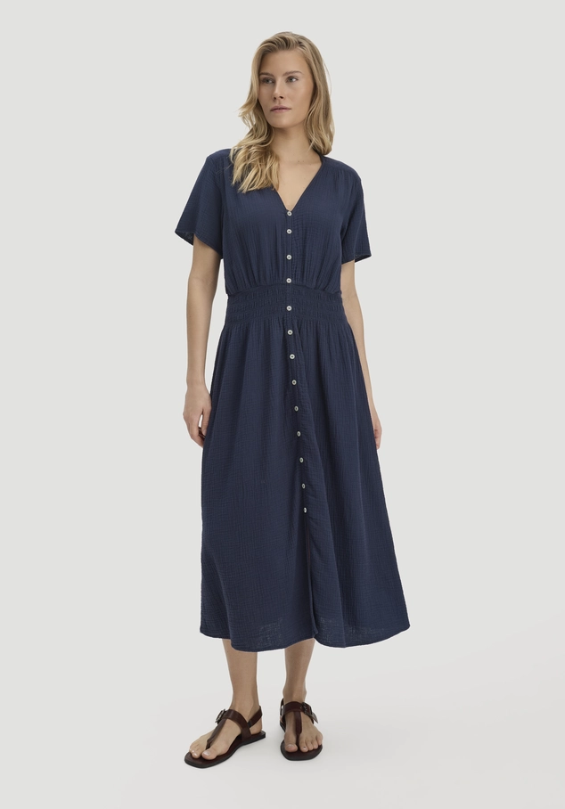 Musselin Kleid mit Taillierung Midi aus reiner Bio-Baumwolle