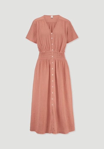 Musselin Kleid mit Taillierung Midi aus reiner Bio-Baumwolle - 4