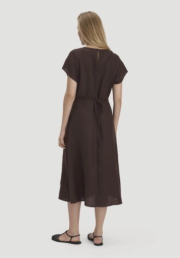 Wrap-style midi dress in pure linen - 1