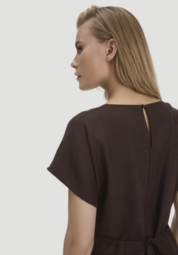 Kleid mit Wickeloptik Midi aus reinem Leinen - 2