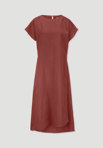 Wrap-style midi dress in pure linen - 4