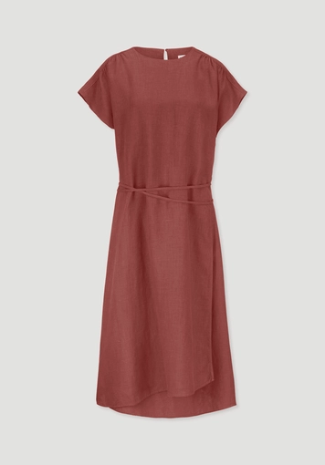 Kleid mit Wickeloptik Midi aus reinem Leinen - 5