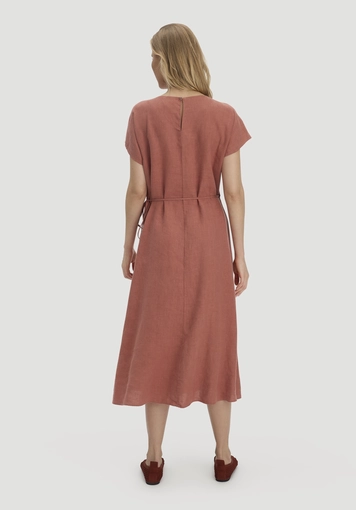 Kleid mit Wickeloptik Midi aus reinem Leinen - 1
