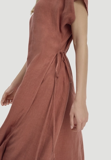 Kleid mit Wickeloptik Midi aus reinem Leinen - 2