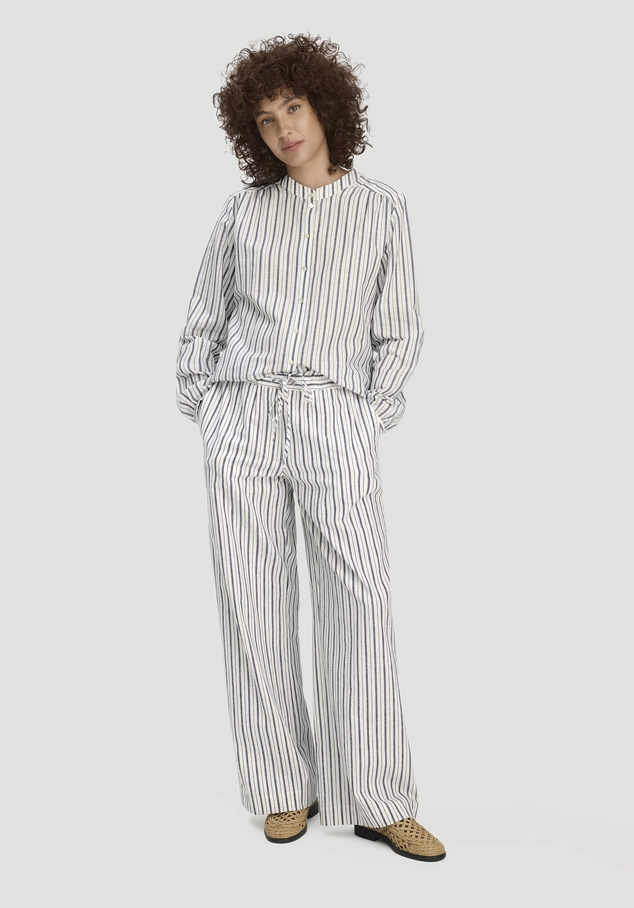 Fabric striped trousers relaxed in linen and cotton