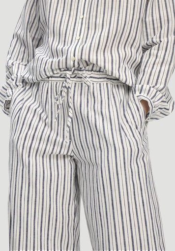 Fabric striped trousers relaxed in linen and cotton - 2