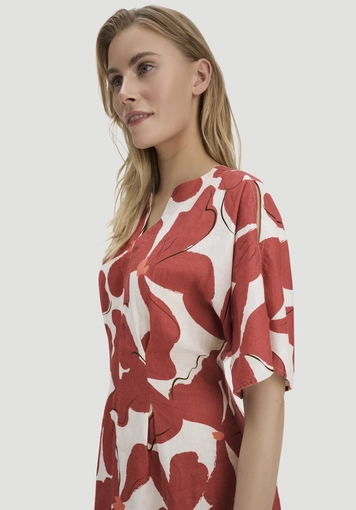 Kleid mit Taillierung Midi aus reinem Leinen - 2