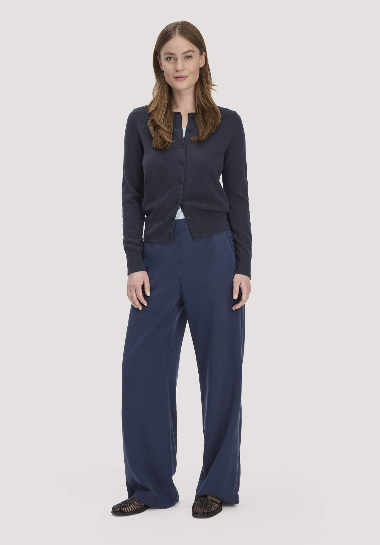 hessnatur Damen Hose Wide Leg aus TENCEL™ Lyocell - blau Größe 34