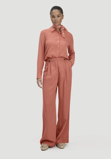 Pleated wide leg trousers made from TENCEL™ Lyocell - 0