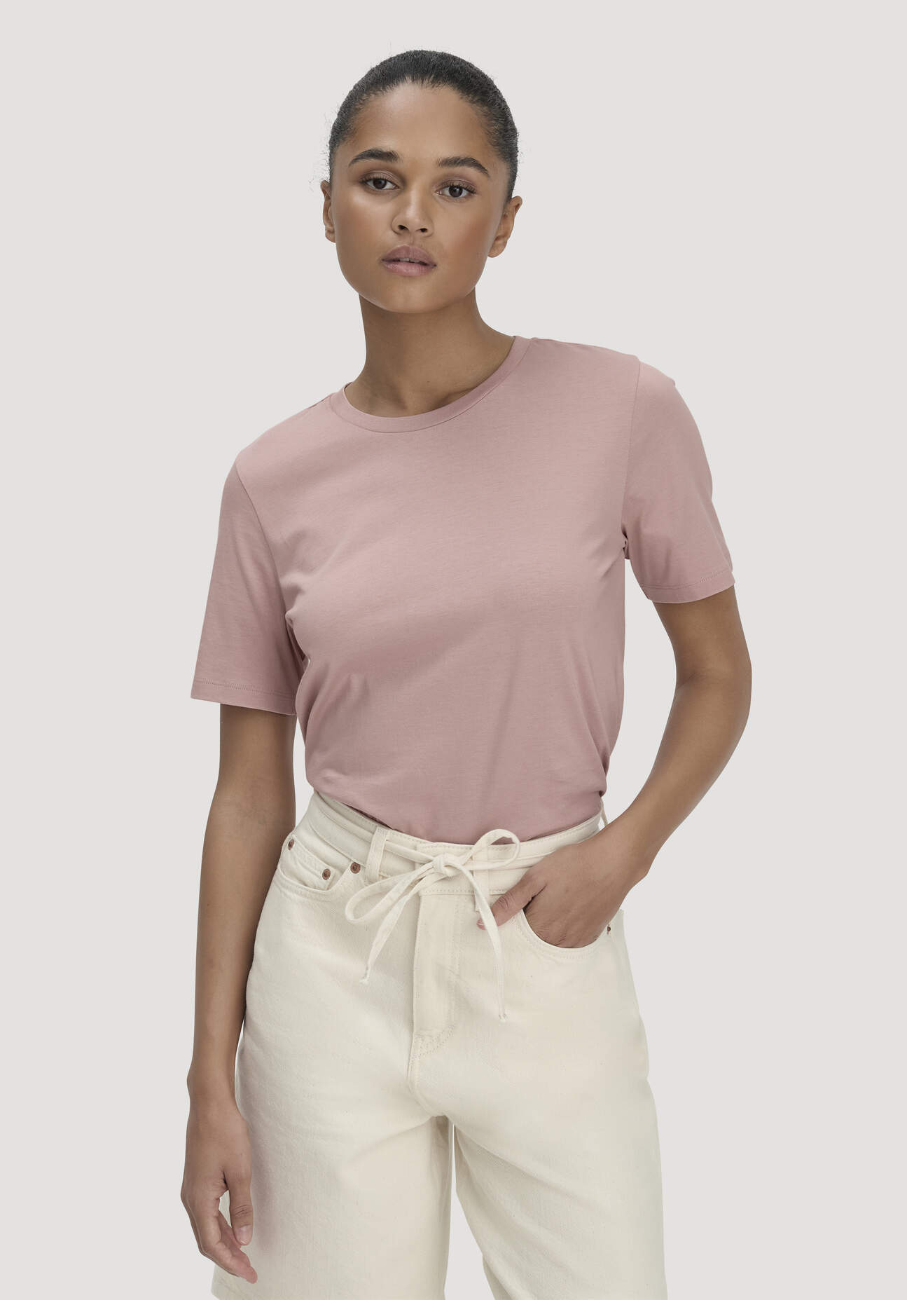 hessnatur Damen T-Shirt Regular aus Regenerative Organic Cotton (ROC) - rosa Größe 46