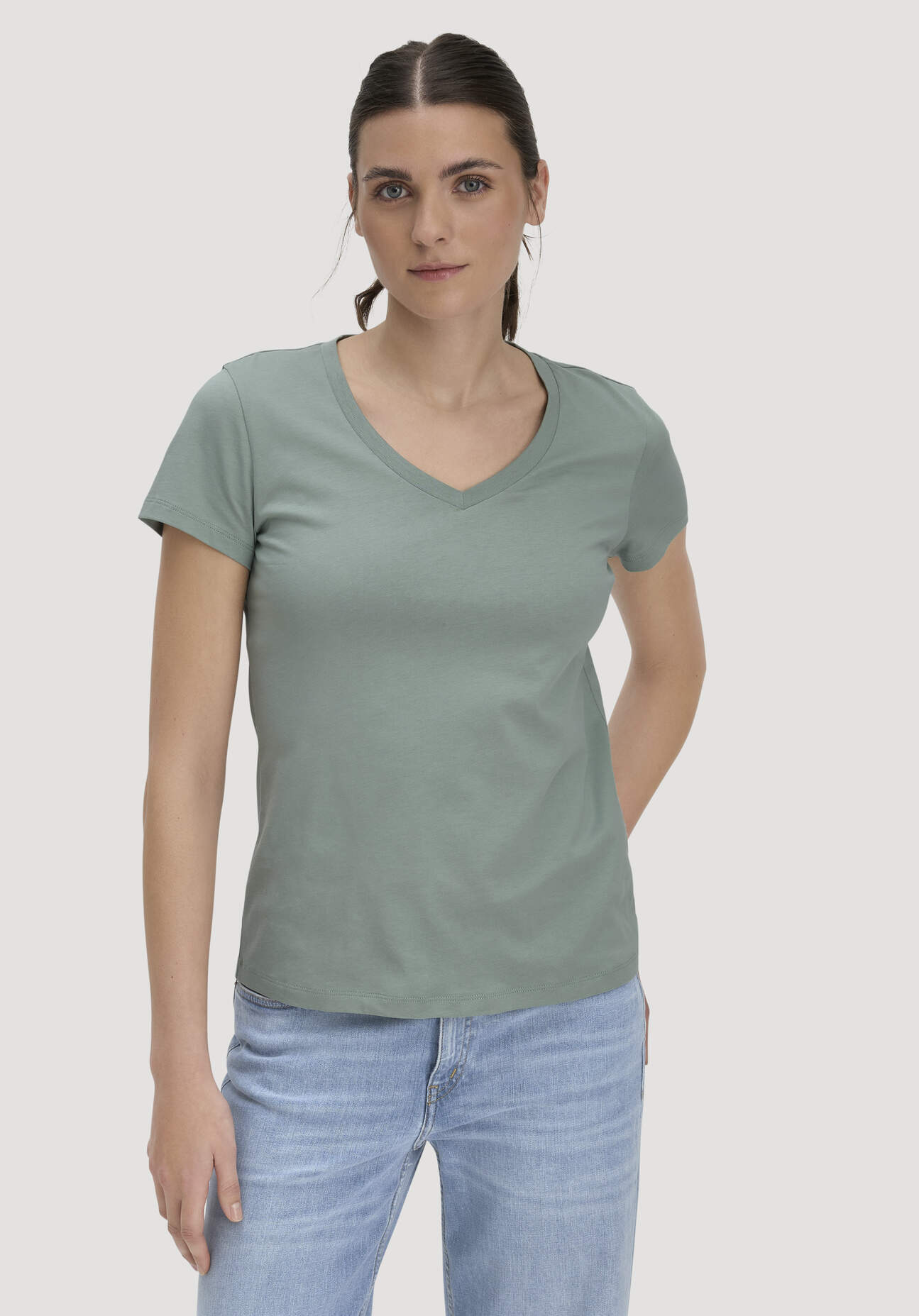 hessnatur Damen T-Shirt Regular aus Bio-Baumwolle - grün Größe 36