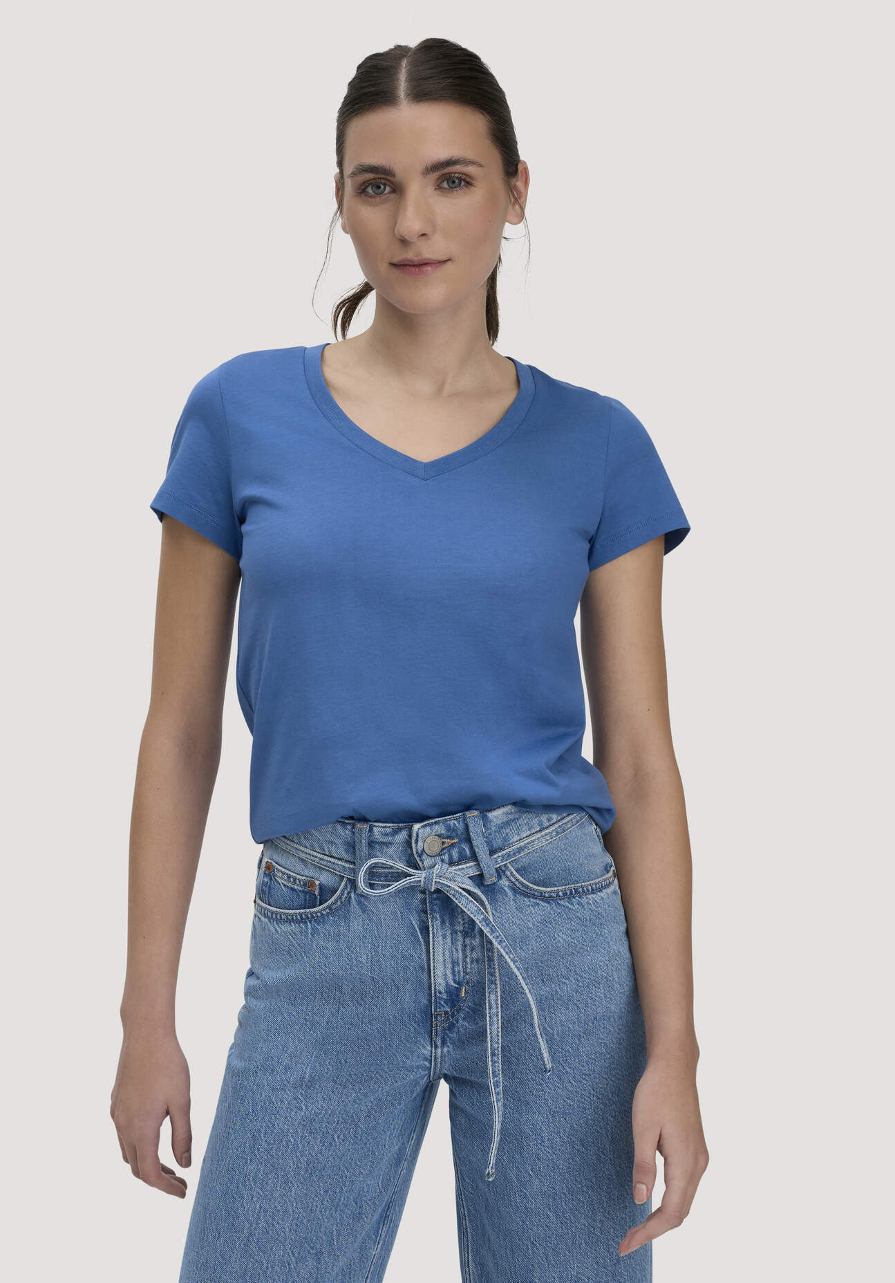 hessnatur Damen T-Shirt Regular aus Regenerative Organic Cotton (ROC) - blau Grösse34