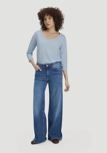 Light slub long-sleeved relaxed-fit shirt made from pure organic cotton - 1