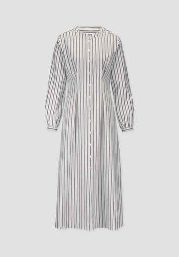 Hemdblusenkleid mit Taillierung Maxi aus Bio-Baumwolle mit Leinen - 4