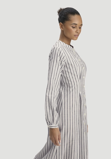 Hemdblusenkleid mit Taillierung Maxi aus Bio-Baumwolle mit Leinen - 3