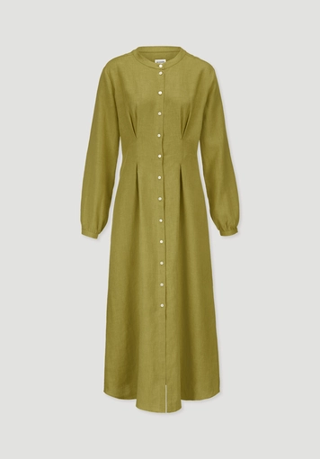 Maxi shirt dress with fitted waist, made from organic cotton and linen - 4