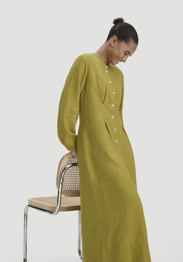 Maxi shirt dress with fitted waist, made from organic cotton and linen - 3