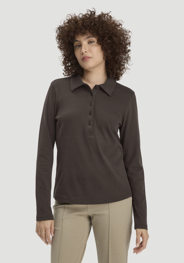 Longsleeve Polo Slim aus reiner Bio-Baumwolle