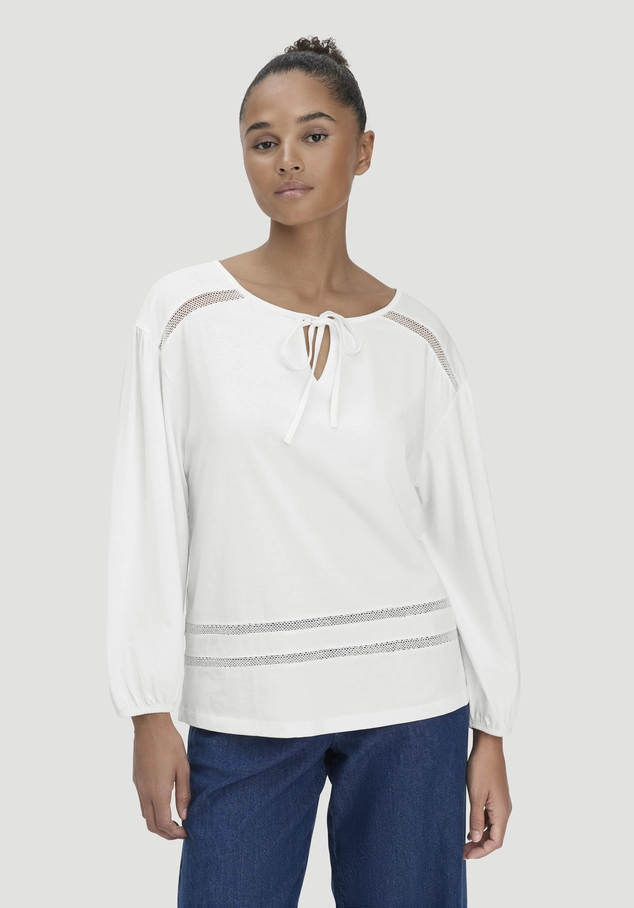 Bohemian lace long-sleeved oversize top made from pure organic cotton