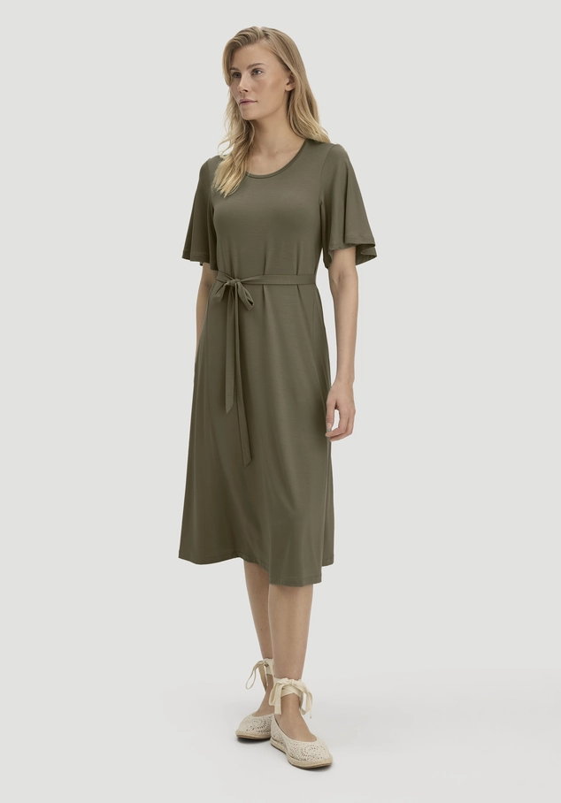 Jersey dress, knee-length, slim fit, made from TENCEL Lyocell in Golden  olive | hessnatur