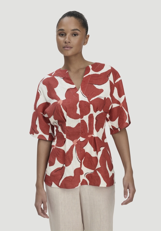 Print blouse Relaxed made of pure linen