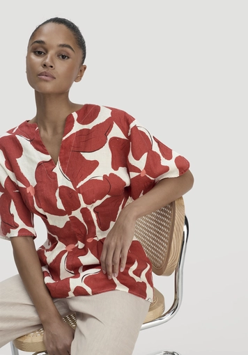 Print blouse Relaxed made of pure linen - 4