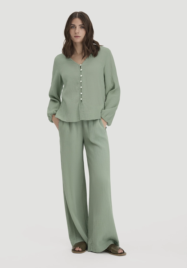 Musselin Hose Wide Leg aus reiner Bio-Baumwolle