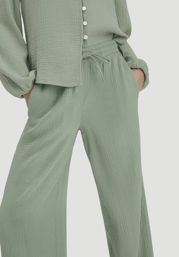 Muslin trousers, wide leg, made from pure organic cotton - 2