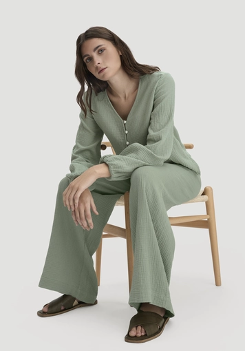 Muslin trousers, wide leg, made from pure organic cotton - 3