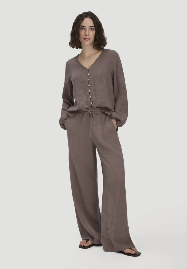 Musselin Hose Wide Leg aus reiner Bio-Baumwolle