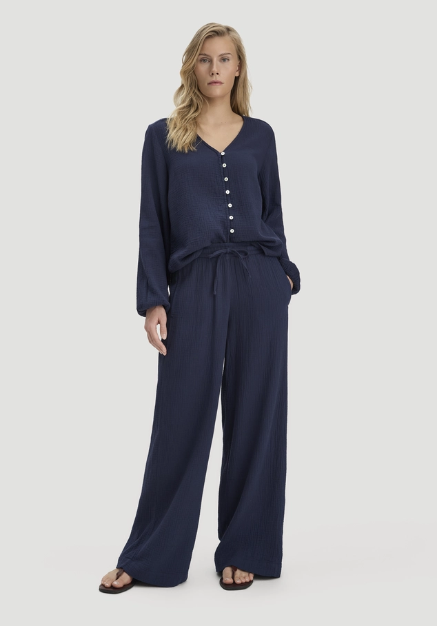Musselin Hose Wide Leg aus reiner Bio-Baumwolle