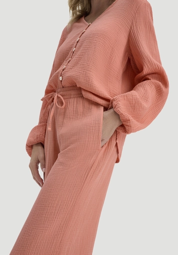 Muslin trousers, wide leg, made from pure organic cotton - 2