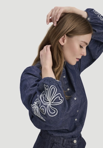 Jeans Bluse Embroidery Relaxed aus reiner Bio-Baumwolle - 3
