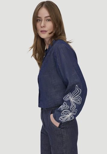 Jeans Bluse Embroidery Relaxed aus reiner Bio-Baumwolle - 4