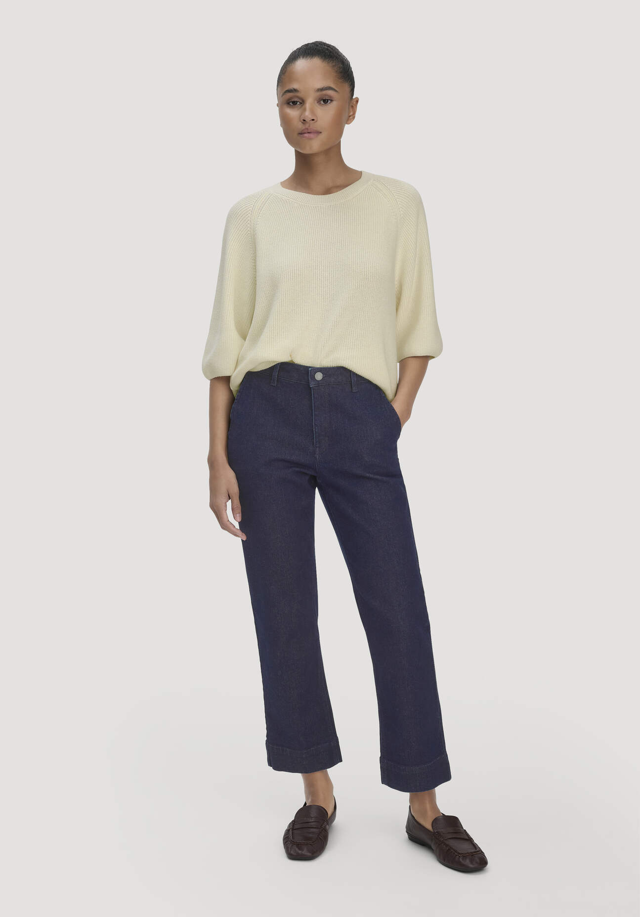 hessnatur Damen Jeans ELENY Culotte Straight Leg BETTER RECYCLED aus Bio-Denim - blau Größe 34/29