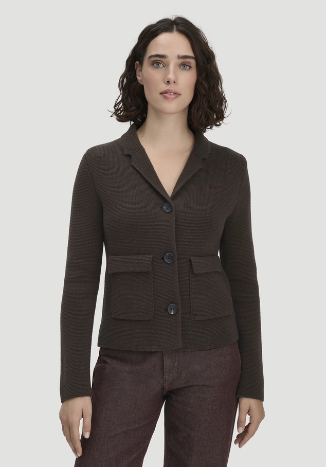 Strick Blazer Regular aus Bio-Baumwolle mit Merinowolle